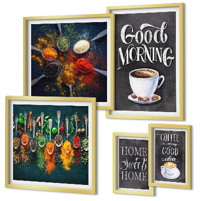 Set de 5 cuadros para salón Ideas de café para amantes del café