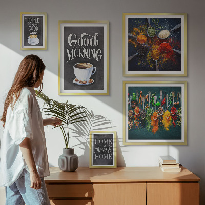 Set de 5 cuadros para salón Ideas de café para amantes del café