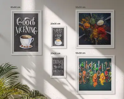 Set de 5 cuadros para salón diseño con temática de café para amantes de la decoración