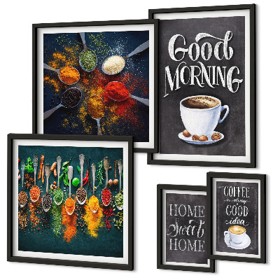 Set de 5 cuadros para salón Ideas de café para amantes del café