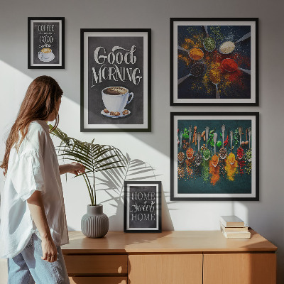 Set de 5 cuadros para salón Ideas de café para amantes del café