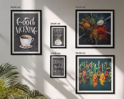 Set de 5 cuadros para salón diseño con temática de café para amantes de la decoración