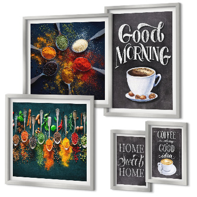 Set de 5 cuadros para salón Ideas de café para amantes del café