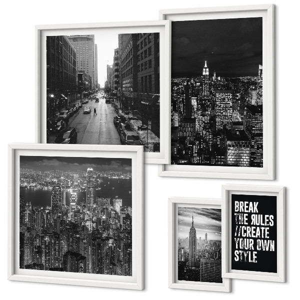 Pared galería de arte Vistas en blanco y negro de la ciudad de Nueva York