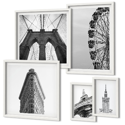 Conjunto de cuadros decorativos Arquitectura metropolitana en blanco y negro