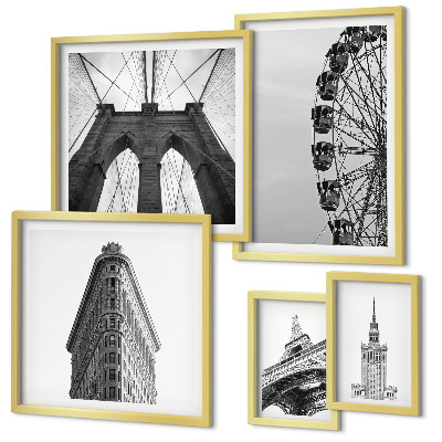 Conjunto de cuadros decorativos Arquitectura metropolitana en blanco y negro