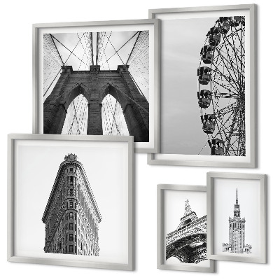 Conjunto de cuadros decorativos Arquitectura metropolitana en blanco y negro