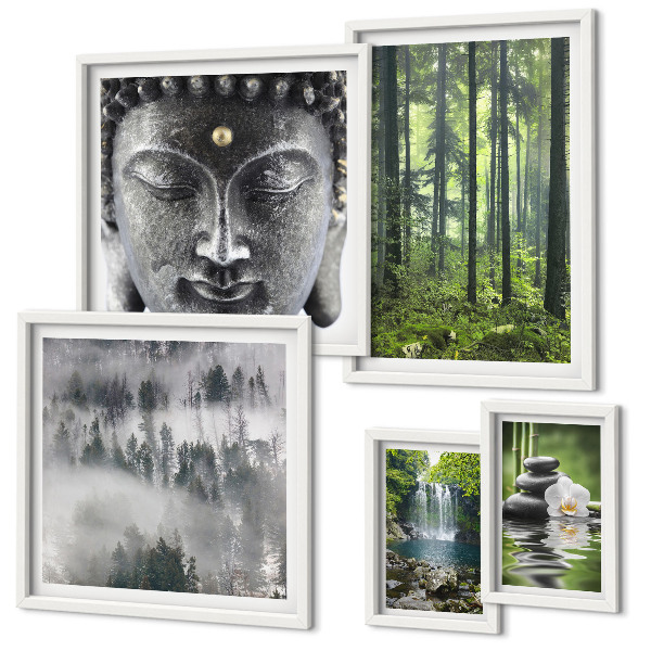 Set de 5 cuadros para salón Temas relajantes de la naturaleza zen