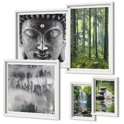 Set de 5 cuadros para salón Temas relajantes de la naturaleza zen
