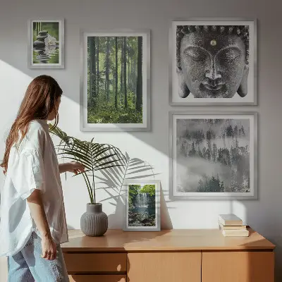 Set de 5 cuadros para salón con motivos de naturaleza zen relajante