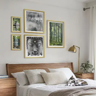 Set de 5 cuadros para salón con motivos de naturaleza zen relajante