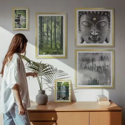 Set de 5 cuadros para salón con motivos de naturaleza zen relajante