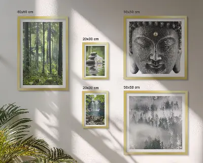 Set de 5 cuadros para salón con motivos de naturaleza zen relajante