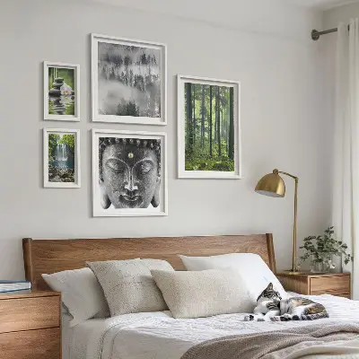 Set de 5 cuadros para salón con motivos de naturaleza zen relajante