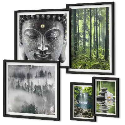 Set de 5 cuadros para salón con motivos de naturaleza zen relajante