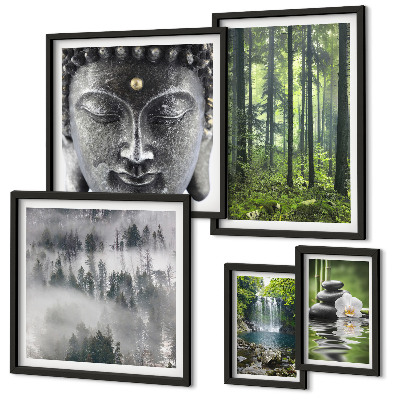Set de 5 cuadros para salón Temas relajantes de la naturaleza zen