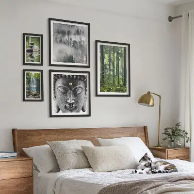 Set de 5 cuadros para salón con motivos de naturaleza zen relajante