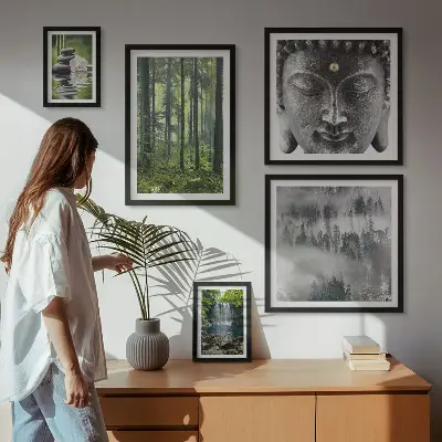 Set de 5 cuadros para salón con motivos de naturaleza zen relajante
