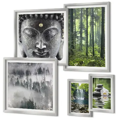 Set de 5 cuadros para salón con motivos de naturaleza zen relajante