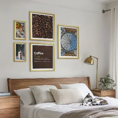 Conjunto de cuadros decorativos con diseño de dulces de café al estilo rústico