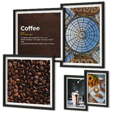 Conjunto de cuadros decorativos Dulces de café al estilo rústico