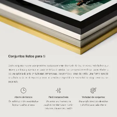 Set de 5 cuadros para salón con diseño de inspiraciones rústicas a base de hierbas