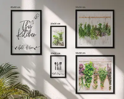 Set de 5 cuadros para salón con diseño de inspiraciones rústicas a base de hierbas