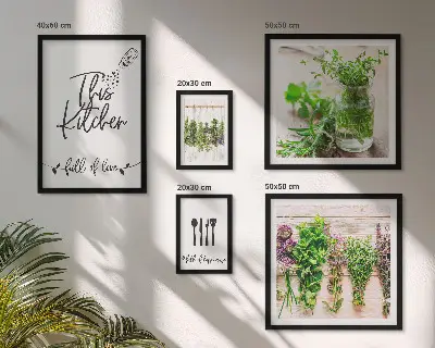 Conjunto de cuadros decorativos con diseño de hierbas aromáticas para cocina