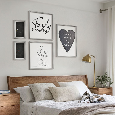 Set de 5 cuadros para salón Valores familiares, amor, cercanía