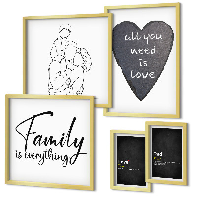 Set de 5 cuadros para salón Valores familiares, amor, cercanía