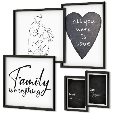 Set de 5 cuadros para salón Valores familiares, amor, cercanía