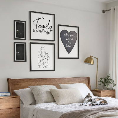Set de 5 cuadros para salón Valores familiares, amor, cercanía