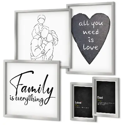 Set de 5 cuadros para salón con motivos de valores familiares, amor y cercanía
