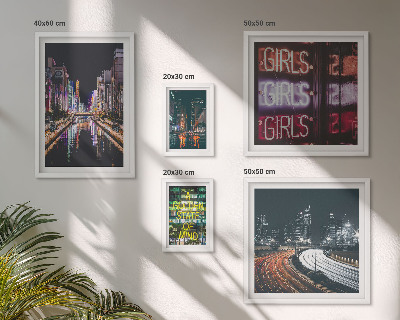 Pared galería de arte Ciudad moderna de noche con luces de neón.