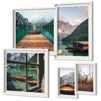 Conjunto de cuadros decorativos Paisajes de montaña con lagos