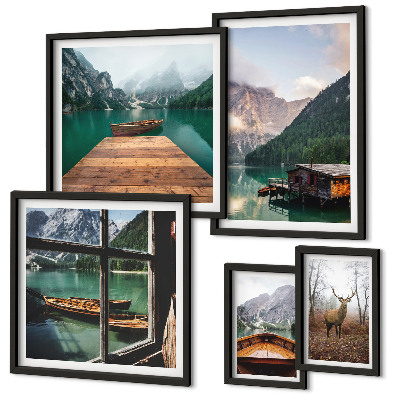 Conjunto de cuadros decorativos Paisajes de montaña con lagos
