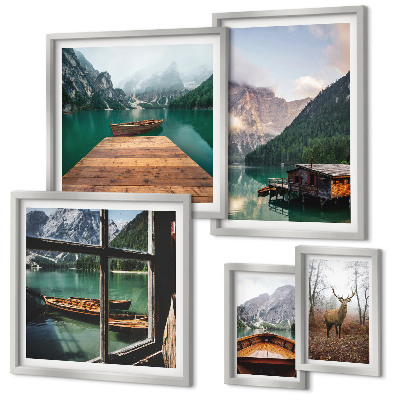 Conjunto de cuadros decorativos Paisajes de montaña con lagos