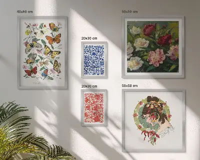Conjunto de cuadros decorativos con motivos de flores, mariposas y estilo vintage