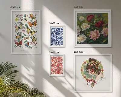 Conjunto de cuadros decorativos con motivos de flores, mariposas y estilo vintage