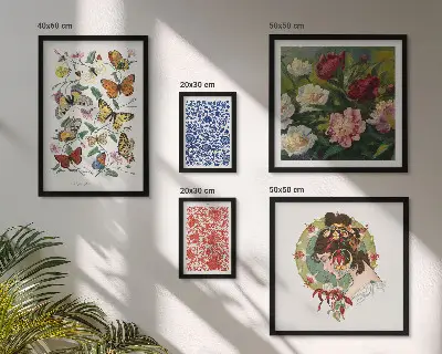 Conjunto de cuadros decorativos con motivos de flores, mariposas y estilo vintage