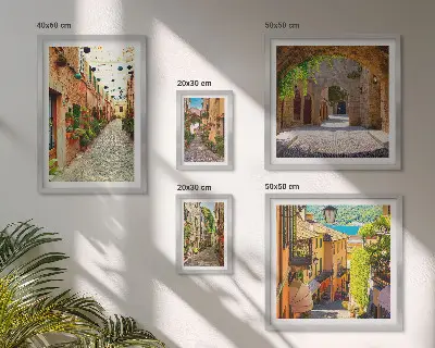 Set de 5 cuadros para salón con motivos de calles verdes de la ciudad