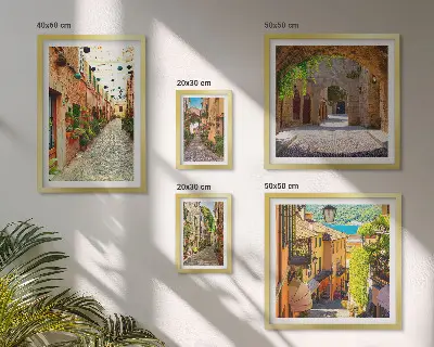 Set de 5 cuadros para salón con motivos de calles verdes de la ciudad