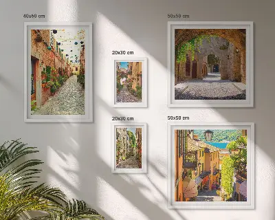 Set de 5 cuadros para salón con motivos de calles verdes de la ciudad