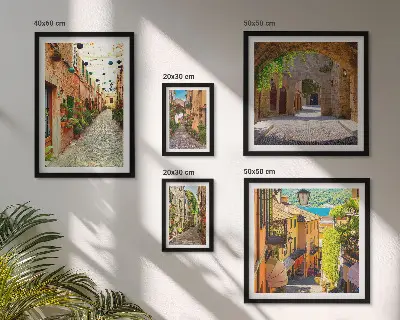 Set de 5 cuadros para salón con motivos de calles verdes de la ciudad