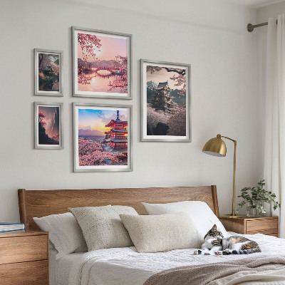Conjunto de cuadros decorativos Paisajes japoneses con cerezos