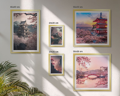 Conjunto de cuadros decorativos Paisajes japoneses con cerezos