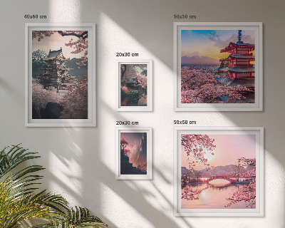 Conjunto de cuadros decorativos Paisajes japoneses con cerezos