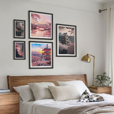 Conjunto de cuadros decorativos Paisajes japoneses con cerezos