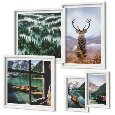 Conjunto de cuadros decorativos Naturaleza, animales salvajes, montañas