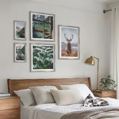 Conjunto de cuadros decorativos con motivos de naturaleza, animales salvajes y montañas